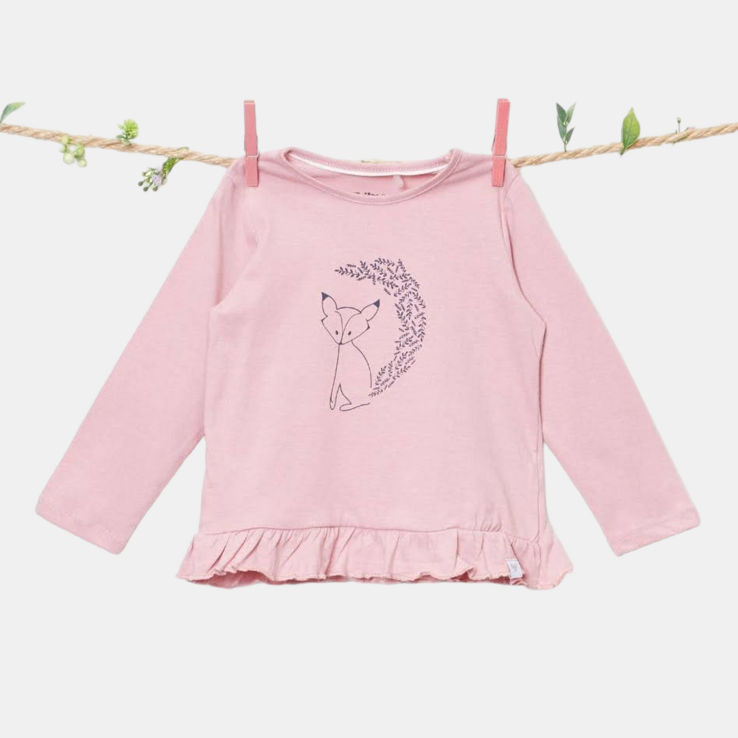 Polera Infantil Rosada con Estampado de Zorrito